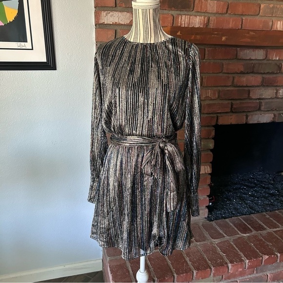 NWT Ramy Brook Jordan Long Sleeve Metallic Rib Mini Dress in Multi Sz XS - Picture 2 of 9